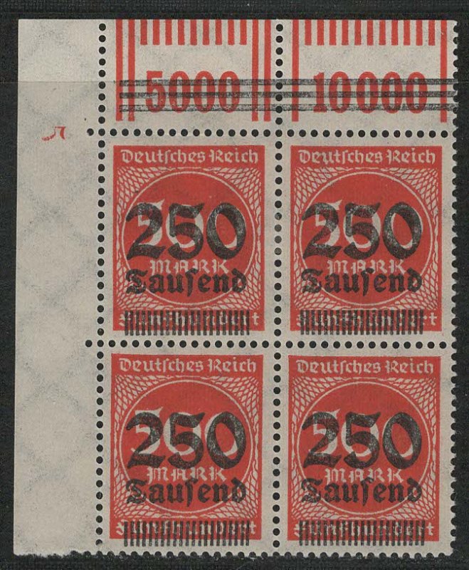 Germany Reich Scott # 260, mint nh, b/4, variation OPD + rotary print