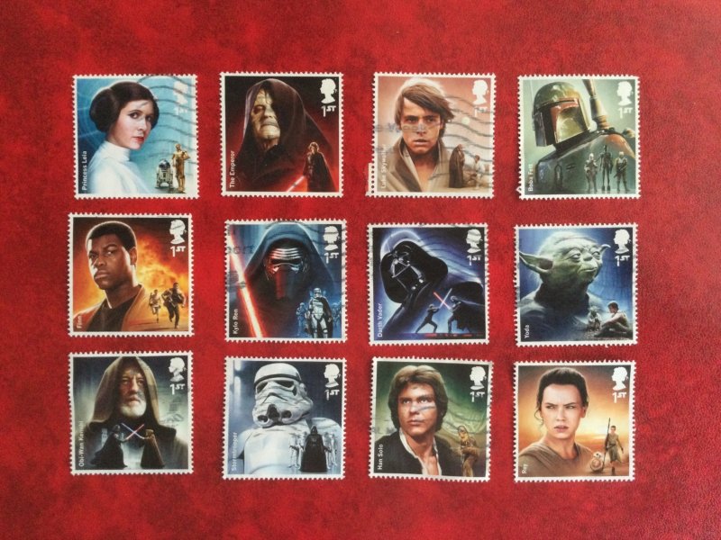 GB 2015 Star Wars (1st issue).  Set of 12 used stamps.