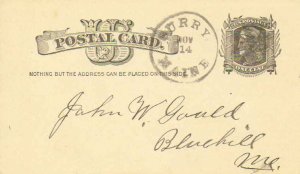 United States Maine Surry 1882 serifed cds, maltese cross  Postal Card.