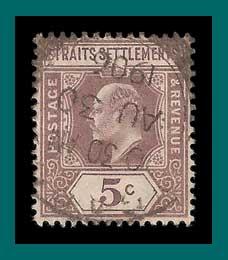 Straits Settlements 1902 King Edward, 5c used  96,SG113