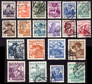 Austria 1934  Scott #354-73 used