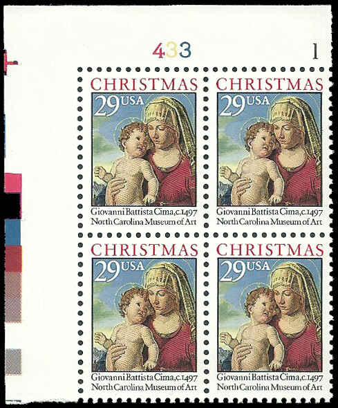 PCBstamps    US #2789 PB $1.16(4x29c)Christmas, Madonna, MNH, (1a)