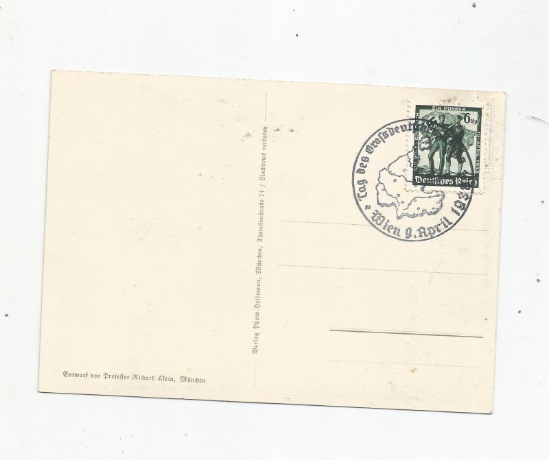 GERMANY WWII PROPAGANDA POST CARD: 1938 EIN REICH EIN FUHRER