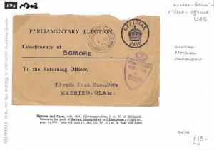 N308 1945 GB WALES Ogmore & Garw Glamorgan Unusual Official Stationery