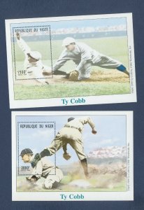 NIGER  - Sc 1029 & 1031 - MNH S/S - Baseball, Ty Cobb - 1999