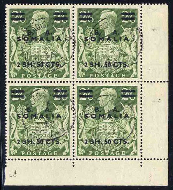 British Offices Abroad - Somalia #30 (SG S30) Cat£120, 1950 George VI, 2s6d ...