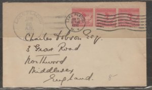 U.S. Scott #716 Cover - Lake Placid, NY to Middlesex, England - Jan 25, 1932