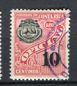 COSTA RICA; 1926 early OFFICIAL Coat of Arms . issue fine used 10c. value