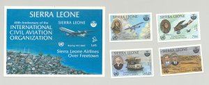 Sierra Leone #680-684 ICAO, Aviation 4v & 1v S/S Imperf Proofs