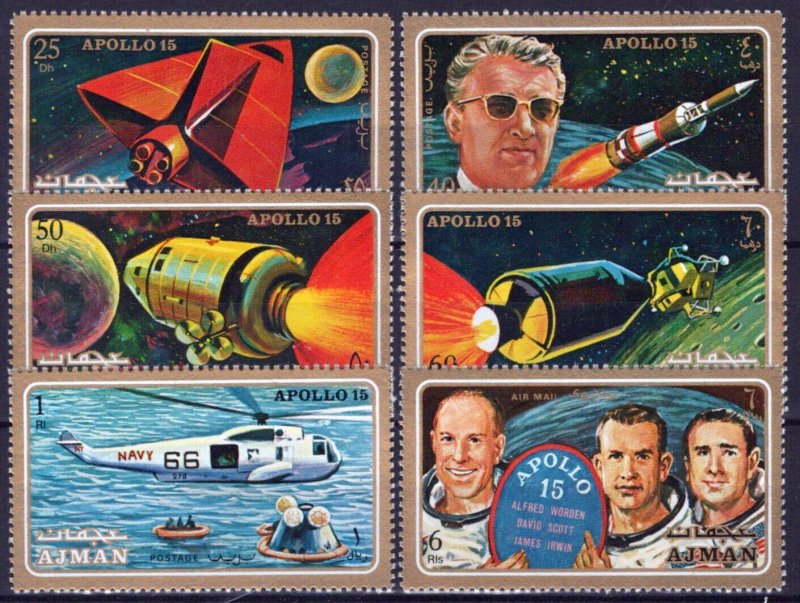 ZAYIX Ajman 862-867 MNH Apollo 15 Spaceship Shuttle 041623S118