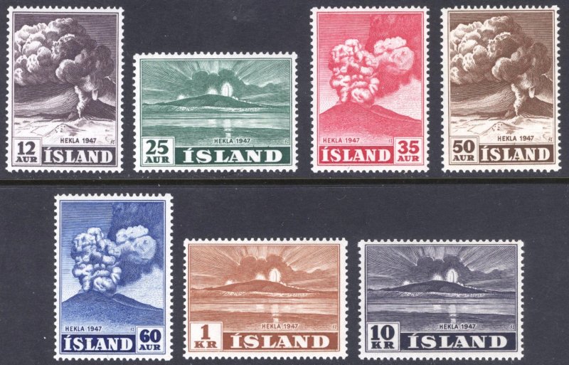 Iceland 1948 12a-10k Volcano Scott 246-252 MNH Cat $85