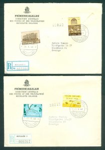 Iceland. 1967-68. 5 FDC. 3 Registered. 2 Standard Mail. Address: Sweden.