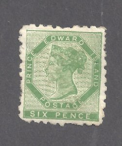 CANADA PRINCE EDWARD ISLAND # 3 VF MINT 1861 6d YELLOW-GREEN QV PERF 9 BS27876