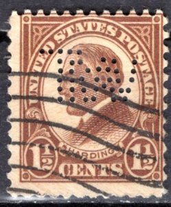 U.S.A.; 1927; Sc. # 633;  Used  Perf. 11x10 1/2 Single Stamp W/Perfins