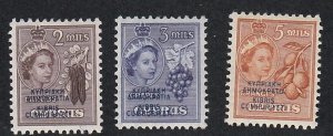 Cyprus # 183-185, Overprinted Stamps, Mint Hinged, 1/3 Cat.