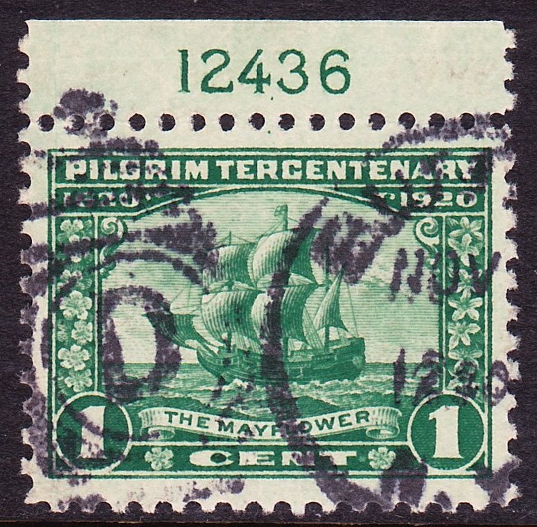 Scott 548, XF Used, 1c Pilgrim, Plate #12436 Single