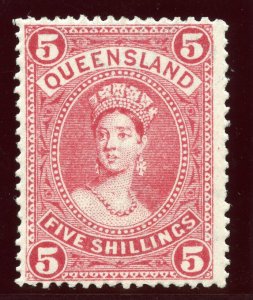 Queensland 1907 Chalon Head 5s rose MLH. SG 310.