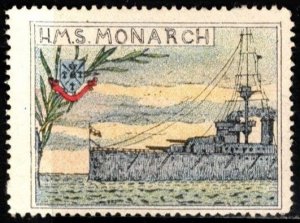 1914 WW One France Delandre Poster Stamp Battleship HMS Monarch