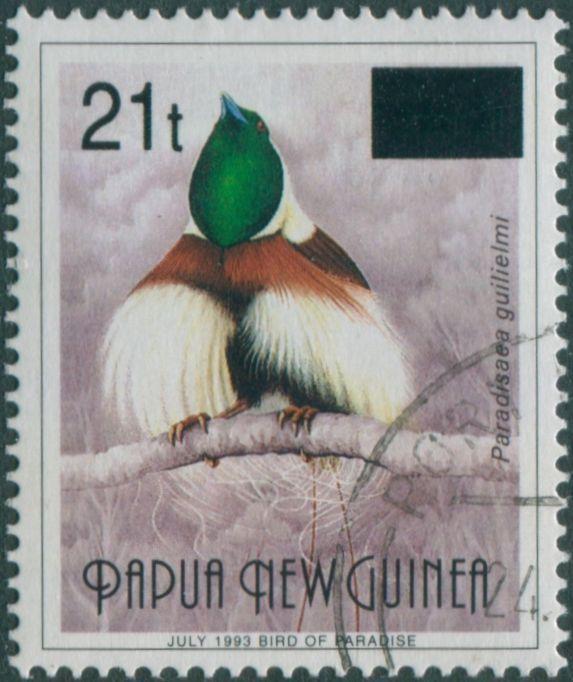 Papua New Guinea 1993 SG756a 21t on 90t Bird of Paradise JULY 1993 MNH