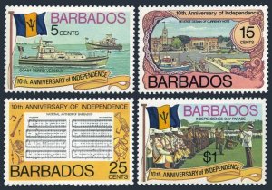 Barbados 448-451,451a,MNH.Michel 413-416,Bl.9. Independence,10,Flag,Music,Ships.