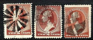 Three US Scott #210 w/Attractive Selected 1800s Fancy Cancels...[KN]