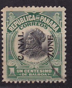 Canal Zone 1918 1c green Balboa with Black Overprint Reading Up. VF/Used Nr.52