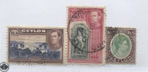 Ceylon KGVI 1938 1 to 5 rupees used