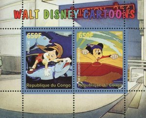 Walt Disney Stamp Cartoon Pinocchio Movie Souvenir Sheet of 2 Stamps MNH