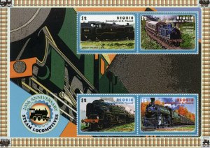 Bequia Gren St Vincent Trains Stamps 2005 MNH Steam Locomotives Rail 4v M/S III