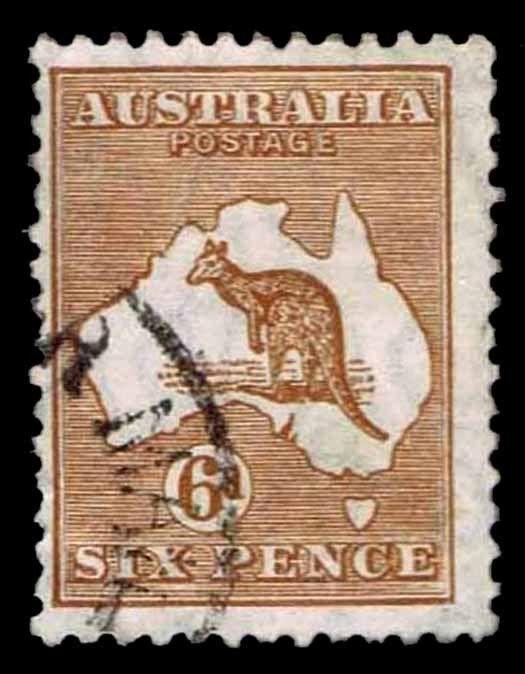 1929-30 AUSTRALIA #96 KANGAROO & MAP - WMK 203 - USED - F/VF - $22.50 (ESP#2209)