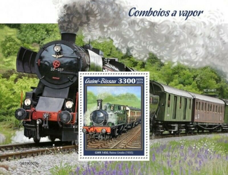 Guinea-Bissau - 2019 Steam Trains on Stamps - Stamp Souvenir Sheet - GB190503b