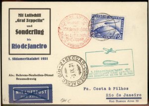 Germany 1931 SAF Graf Zeppelin Si124Dc Berlin Speical Flown Cover 100802