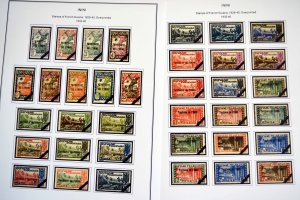 COLOR PRINTED ININI 1932-1942 STAMP ALBUM PAGES (9 illustrated pages)