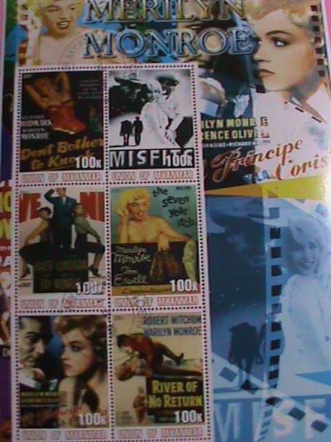 UNION OF MYANMAR STAMP-2001-MARILYN MONROE: MOVIE POSTER -MNH STAMP SHEET -RARE