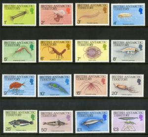 BRITISH ANT TERR 102-116 MNH SCV $23.35 BIN $12.00  MARINE LIFE