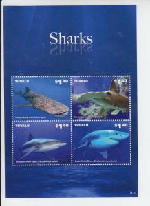 2014 Tuvalu Sharks MS4 (Scott 1302) MNH