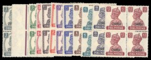 Indian States - Chamba #89-100 Cat$800+, 1942 George VI, complete set in bloc...