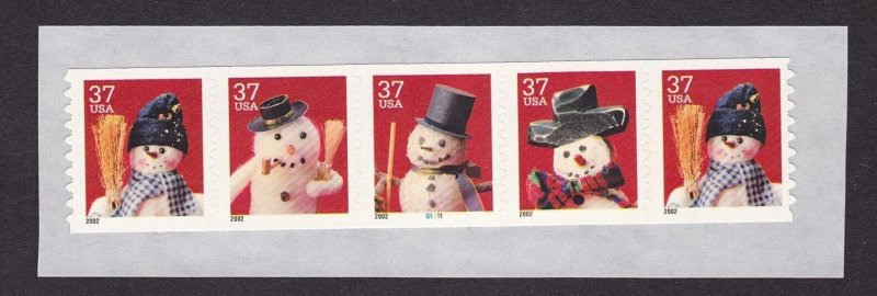 PNC5 37c Snowmen Linerless SA G1111 US 3683a MNH F-VF