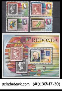 REDONDA - 1979 DEATH CENTENARY OF SIR ROWLAND HILL - SET OF 4-STAMPS & 1-M/S MNH