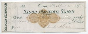 1875 RN-D4 revenue check Tioga National Bank Owego NY [6514.28]