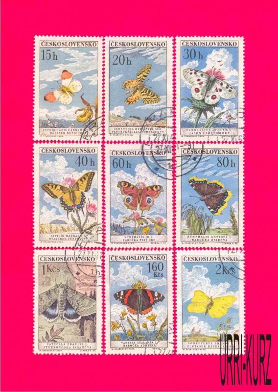 CZECHOSLOVAKIA 1961 Nature Fauna Insects Butterflies 9v Sc1082-1090 Mi1301-1309