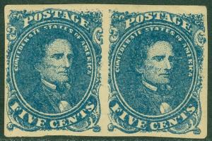 EDW1949SELL : CONFEDERATE 1862 Sc #4 Pair Stone 3 VF MNH PSAG Cert. Cat $1500++