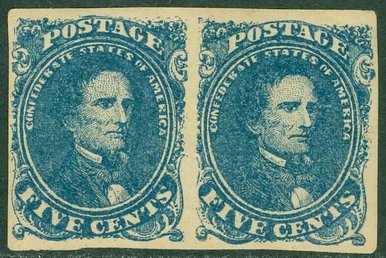 EDW1949SELL : CONFEDERATE 1862 Sc #4 Pair Stone 3 VF MNH PSAG Cert. Cat $1500++