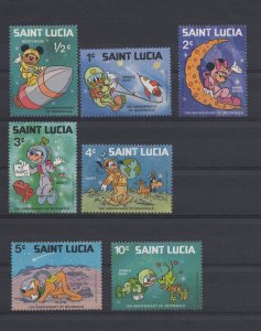 Saint Lucia Disney Stamps Moonwalk Space Serie Set of 7 Stamps Mint NH 