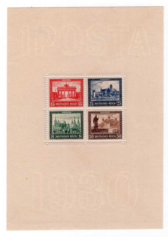 GERMANY 1930 IPOSTA STAMP EXHIBITION SCOTT B33 SHEET PERFECT MNH DIENA CERT