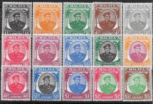 MALAYA JOHORE SG133/47 1949 DEFINITIVE SET (NO 1952-5 VALS) MNH (r)