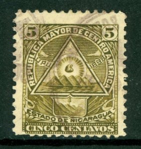 Nicaragua 1898 Seebeck Coat of Arms 5¢ Unwmk VFU B644