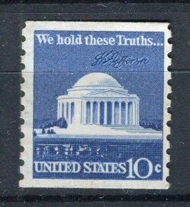 USA; 1960s early Presidential Series issue fine Mint hinged 10c. Coil Stamp