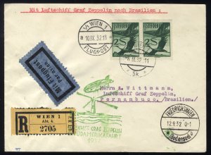 Austria, Zeppelin Flights, 1932 6th SAF to Brazil, with Friedrichshafen trans...