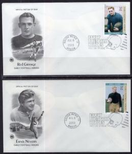 US 3808-3811 Football Heroes Set of Four U/A FDCs